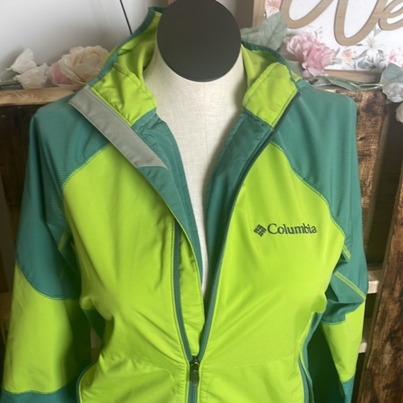 Columbia sportswear jacket Omni shield, lime, green hooded, full outerwear Sz S - Picture 4 of 10